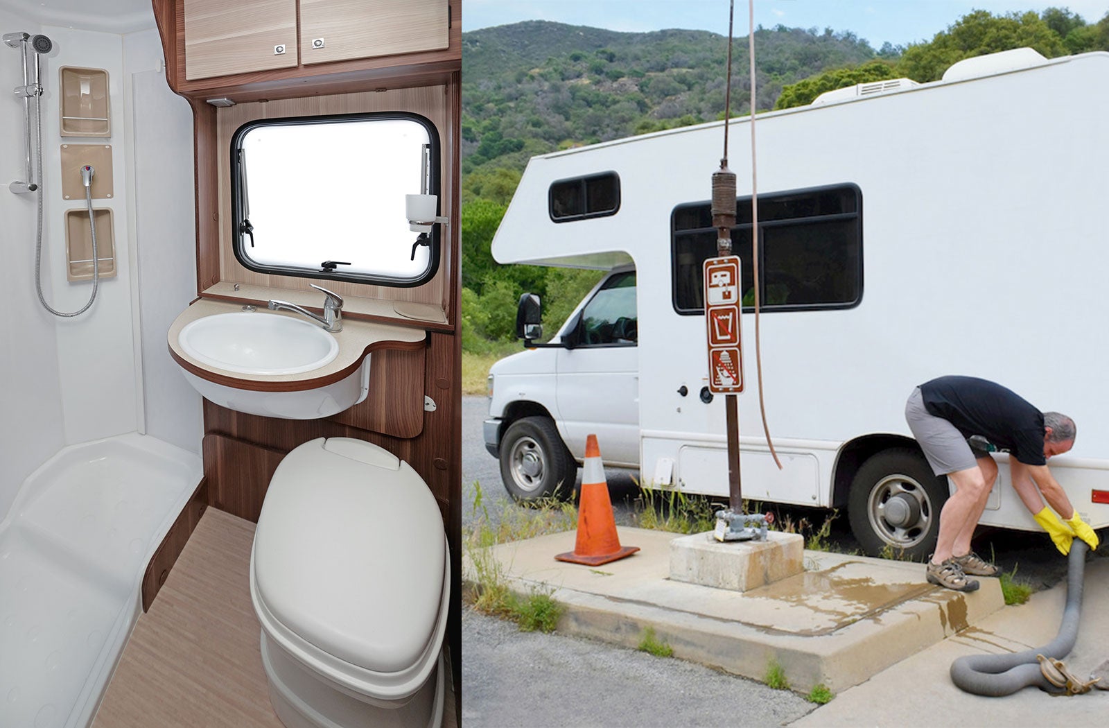 Portable RV/camper toilet and holding tank setup in Forest City, North Carolina